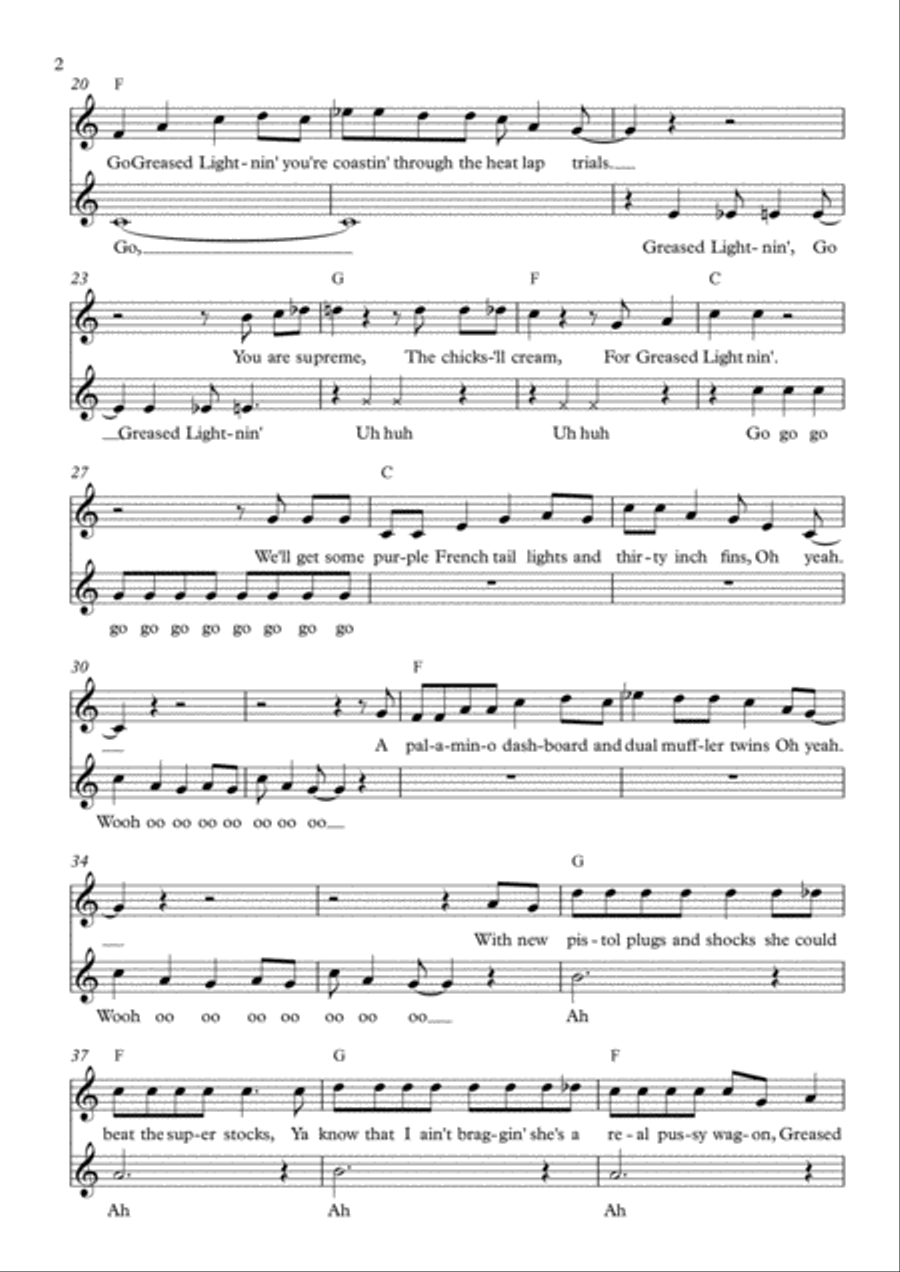 Greased Lightnin' Greased Lightnin' 2-Part scores gallery preview page 2