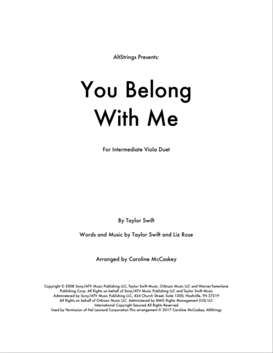 You Belong With Me String Duet scores gallery preview page 1