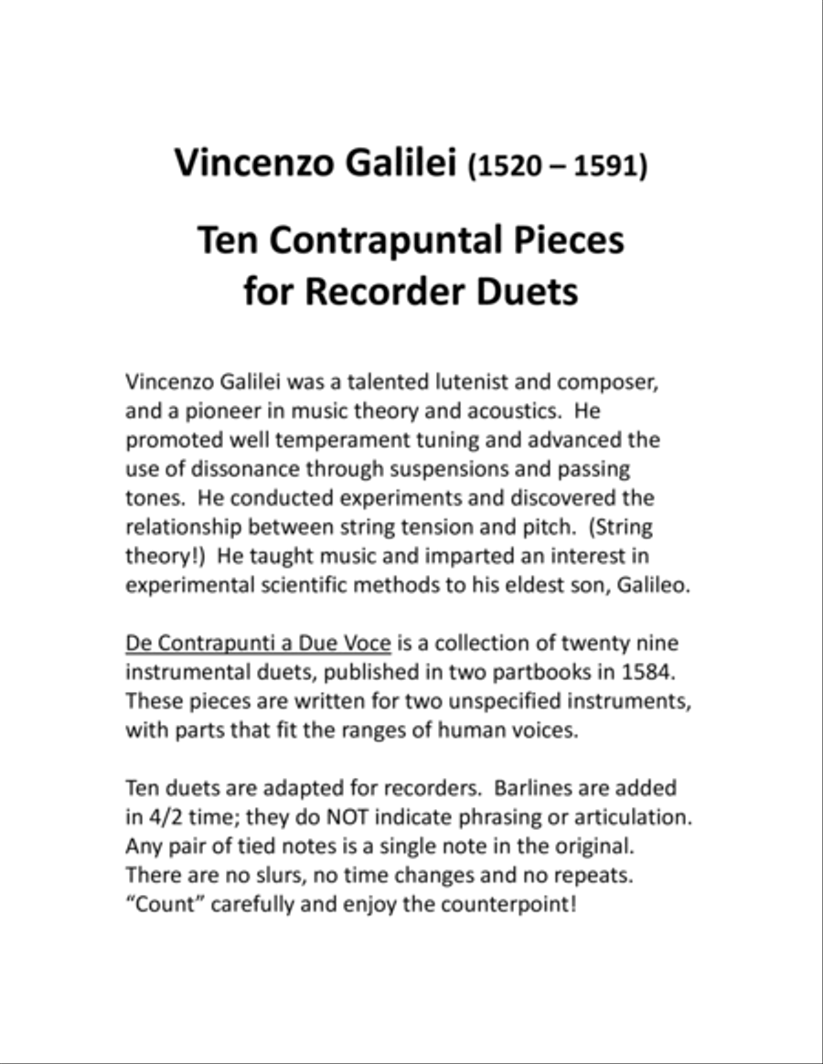 Ten Contrapuntal Duets for TB Recorders 2-Part scores gallery preview page 2