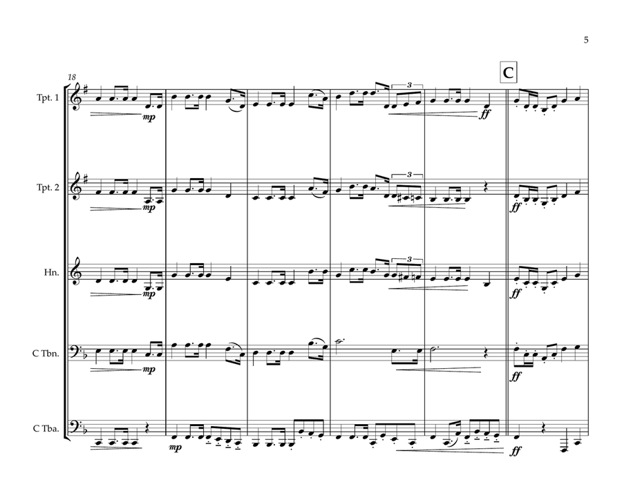 Lebanese National Anthem for Brass Quintet (World National Anthem Series) Brass Quintet scores gallery preview page 5