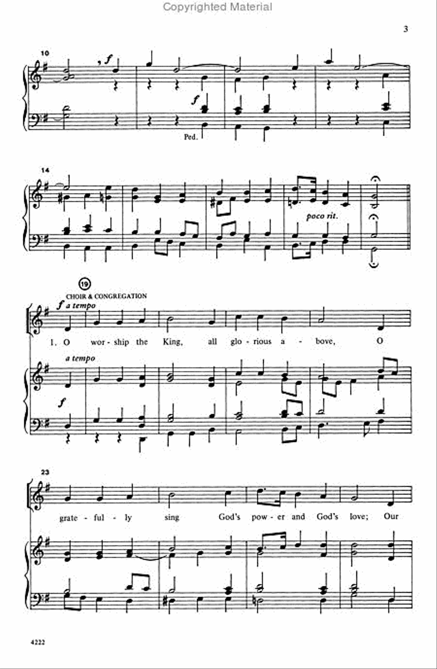 O Worship the King 4-Part scores gallery preview page 3