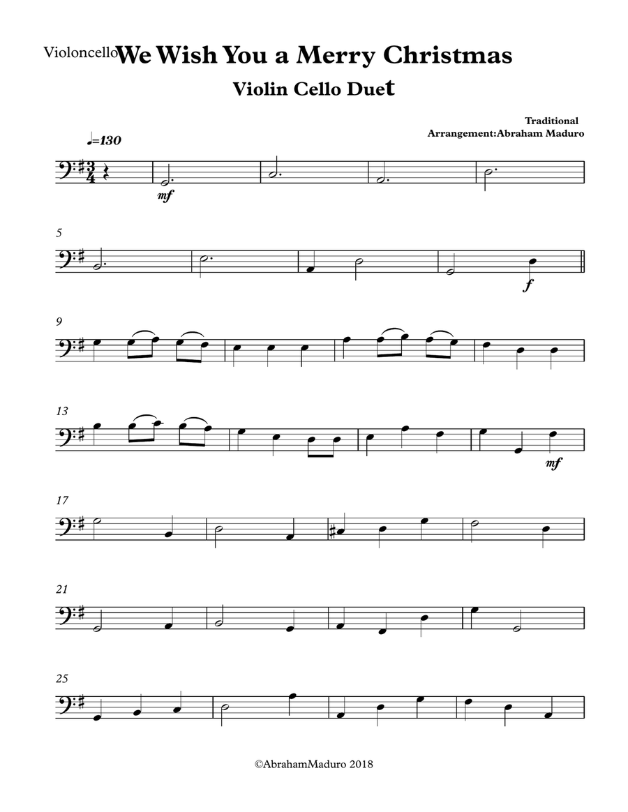 We Wish You a Merry Christmas Violin Cello Duet String Duet scores gallery preview page 5