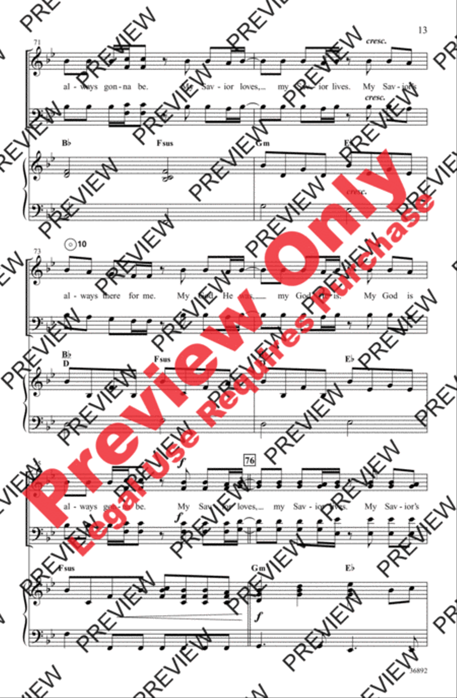 My Savior, My God 4-Part scores gallery preview page 13