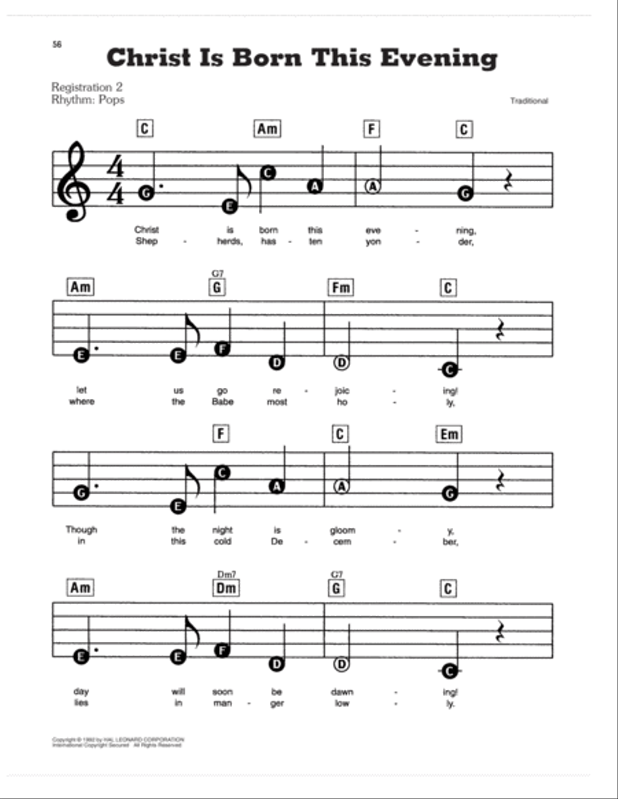 Christ Is Born This Evening Electronic Keyboard scores gallery preview page 1