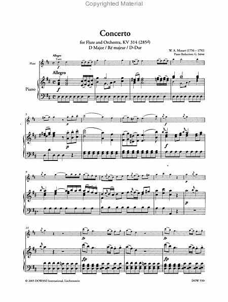 Mozart: Concerto for Flute and Orchestra in D Major, KV 314 (285D)