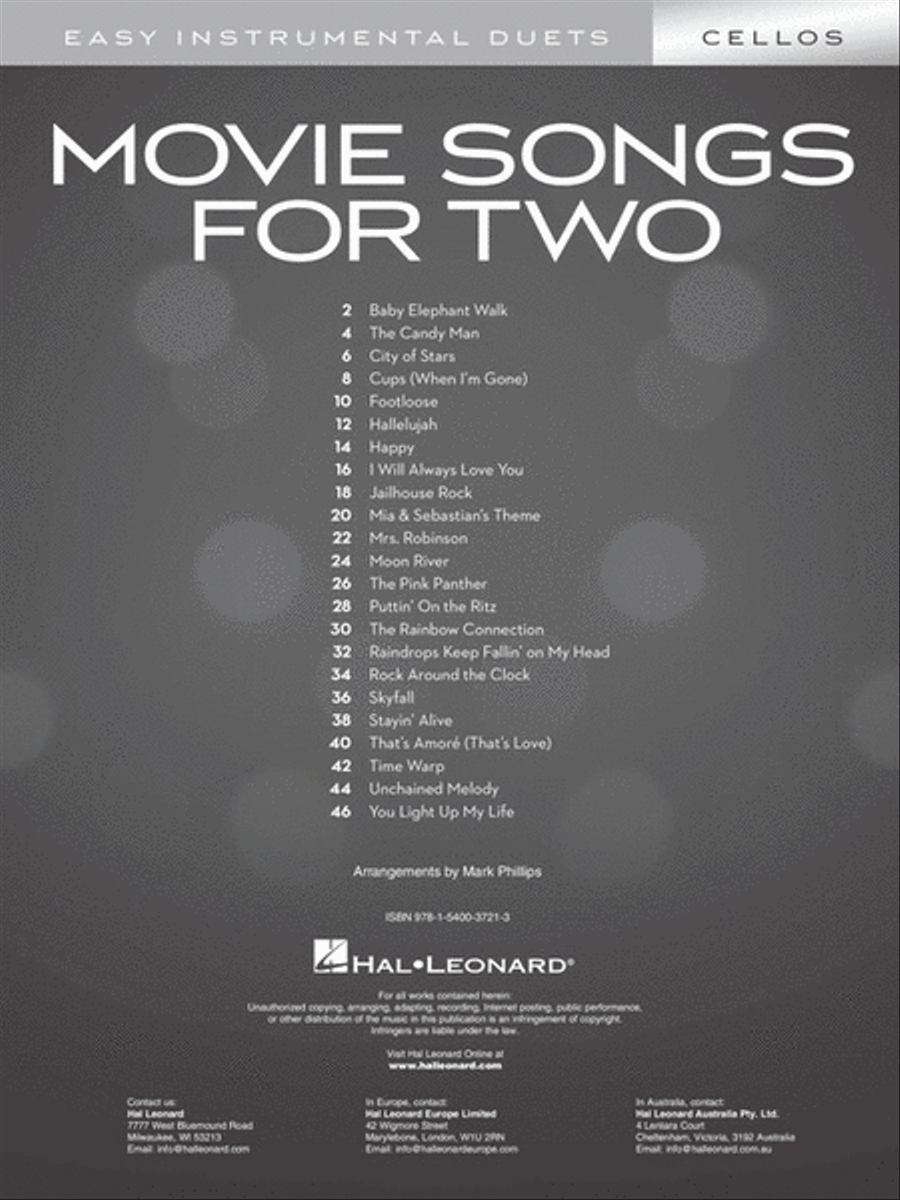 Movie Songs for Two Cellos String Duet scores gallery preview page 2