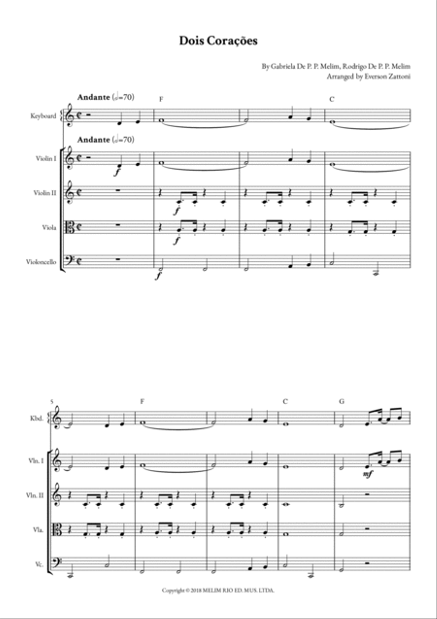 Dois Coracoes Piano, Vocal, Guitar scores gallery preview page 2