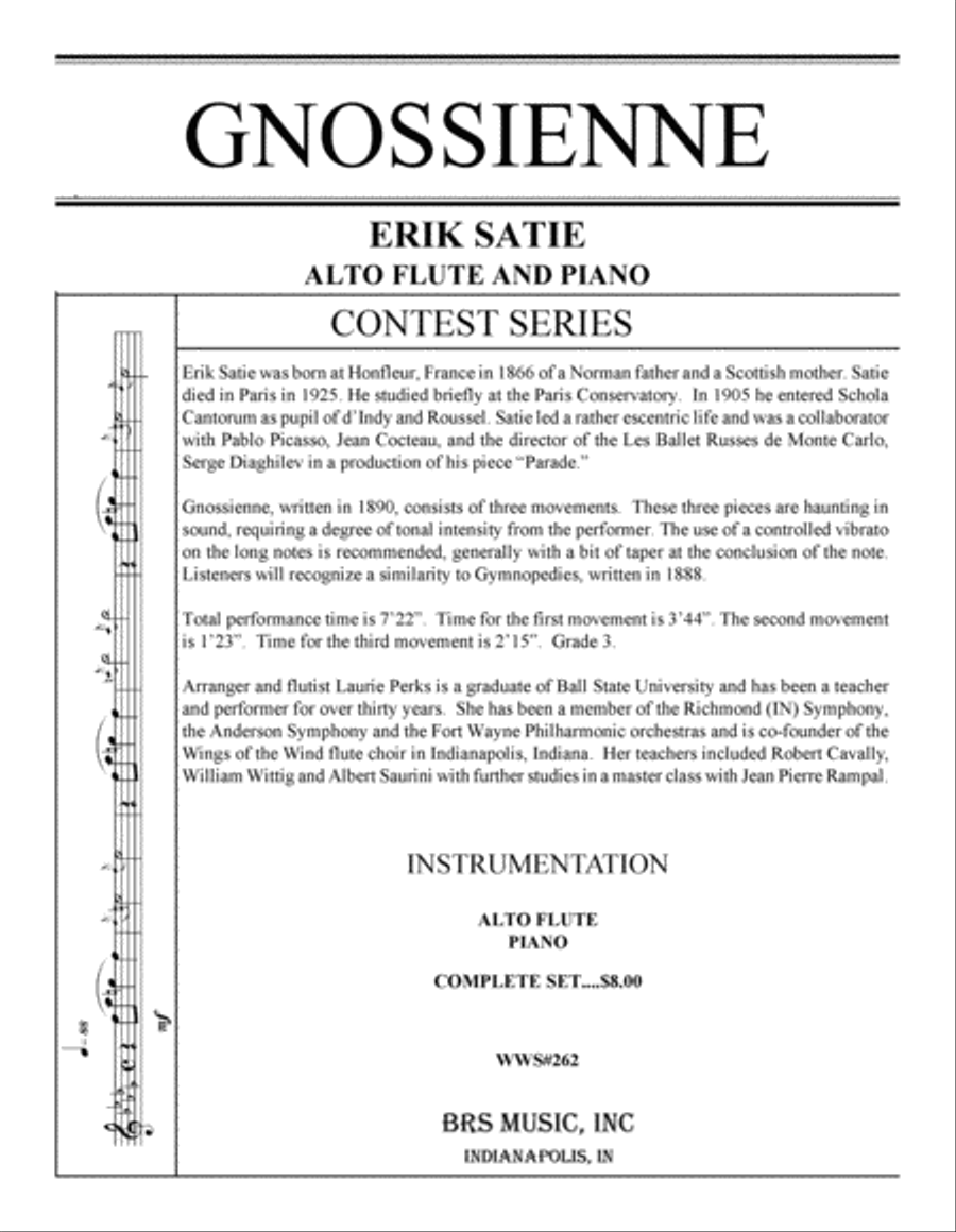 Gnossienne Gnossienne Flute Solo scores gallery preview page 1