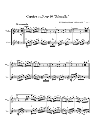 Wieniawski 8 Caprices, op.10: #5 "Saltarella" for violin and viola