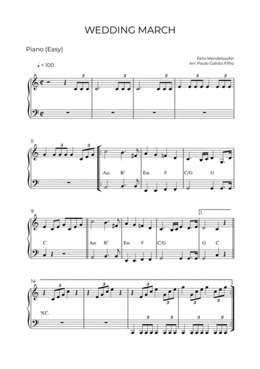 WEDDING MARCH - MENDELSSOHN - PIANO (EASY) image number null