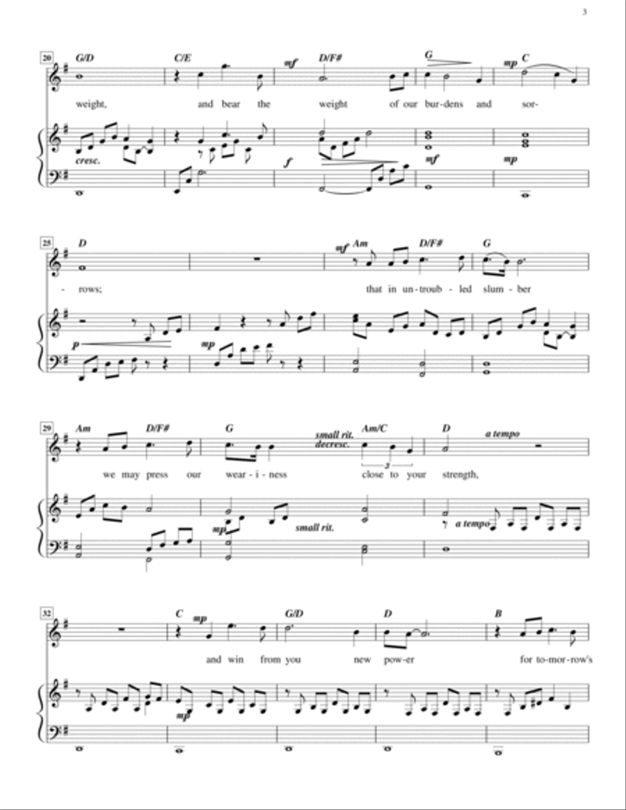 Prayer for Evening (Contralto or Tenor Voice) Tenor Voice scores gallery preview page 3