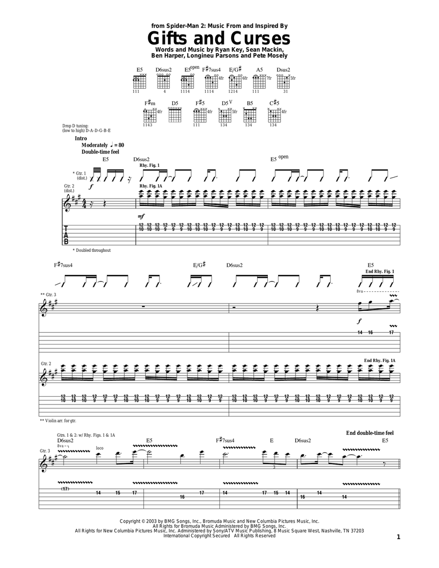 Gifts And Curses Acoustic Guitar scores gallery preview page 1