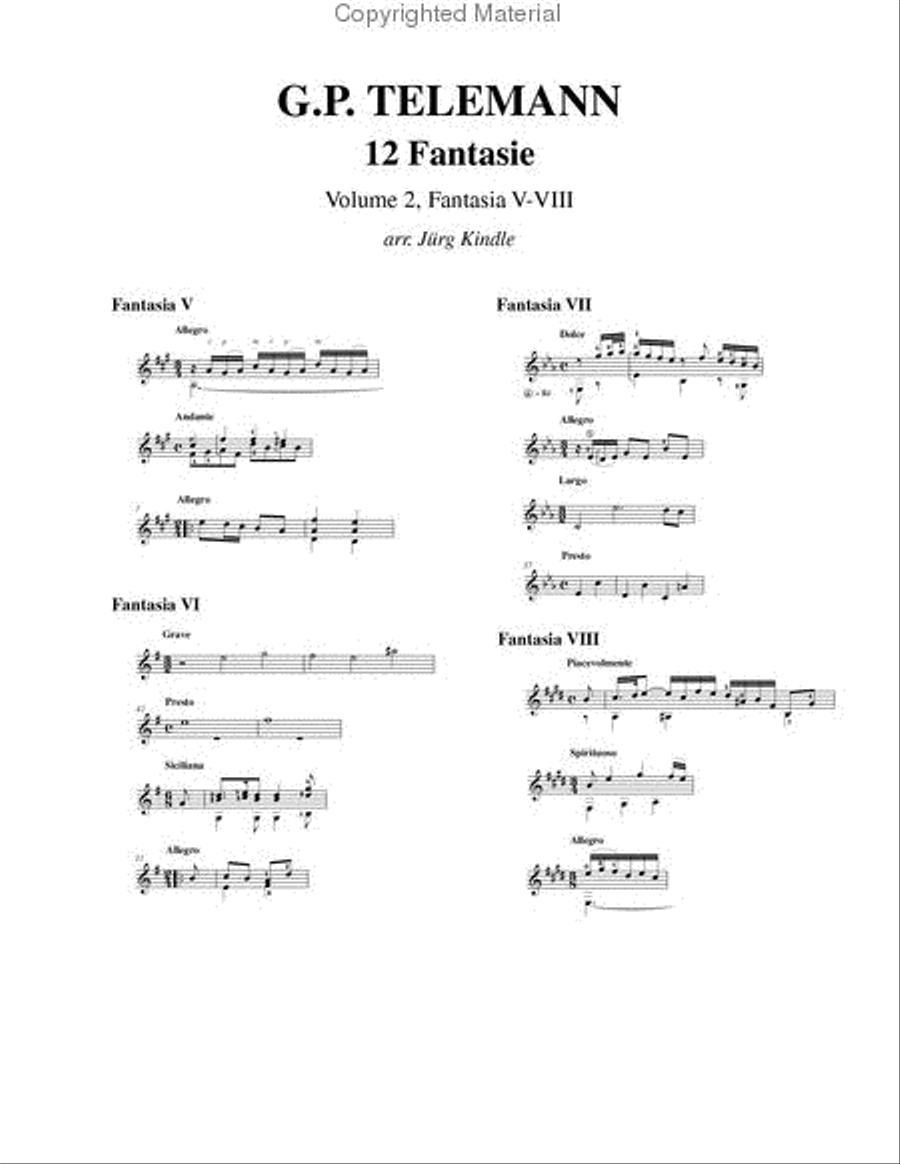 12 Fantasie, vol. 2, Fantasia V-VIII Classical Guitar scores gallery preview page 2