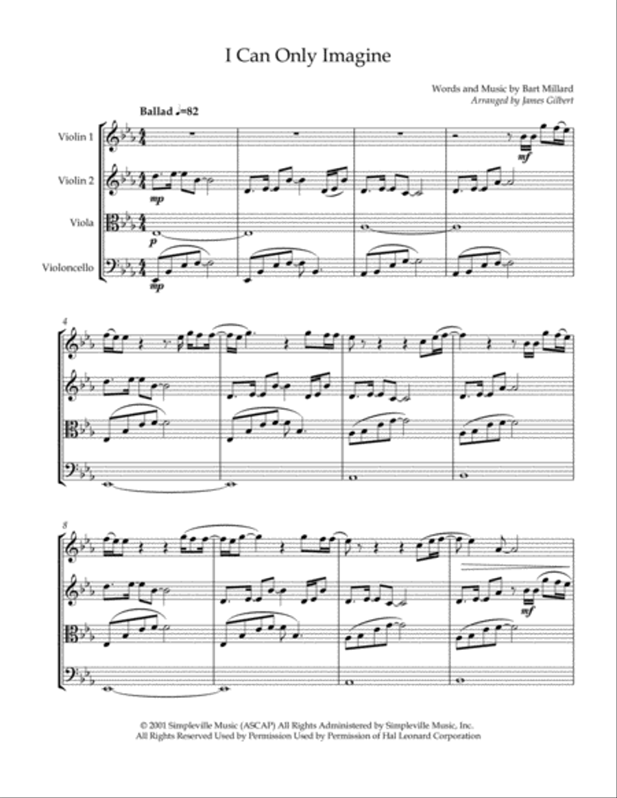 I Can Only Imagine String Quartet scores gallery preview page 2