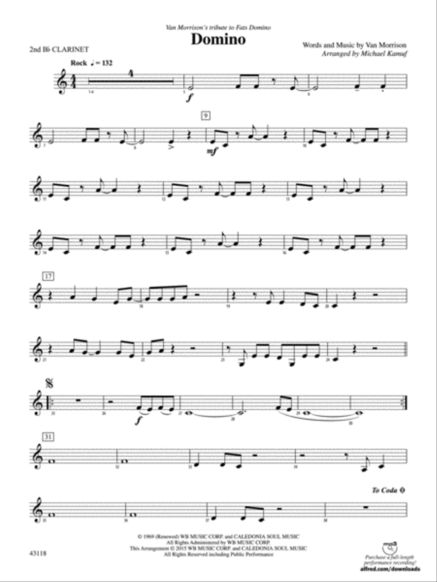 Domino: 2nd B-flat Clarinet Concert Band scores gallery preview page 1