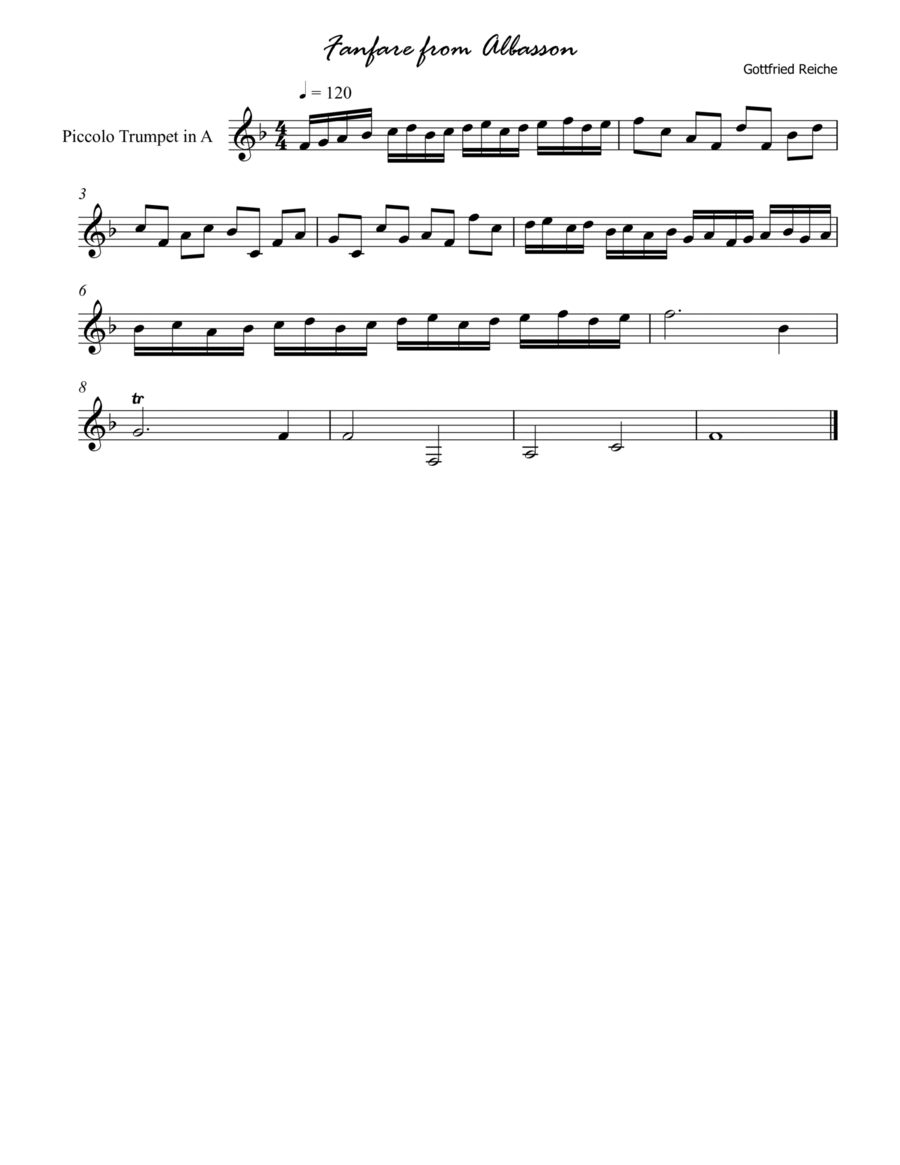 Alblassen Fanfare Piccolo Trumpet scores gallery preview page 1