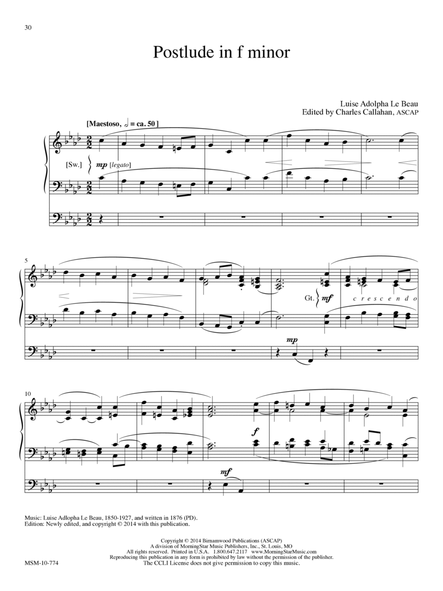 Postlude in F minor Organ scores gallery preview page 1