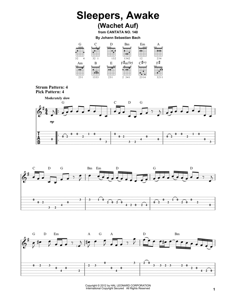 Awake (Wachet Auf), Sleepers Acoustic Guitar scores gallery preview page 1