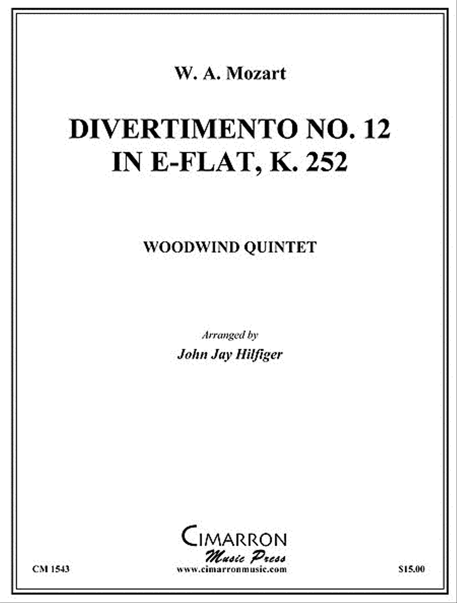 Divertimento No. 12 in Eb, K. 252 Woodwind Quintet scores gallery preview page 1