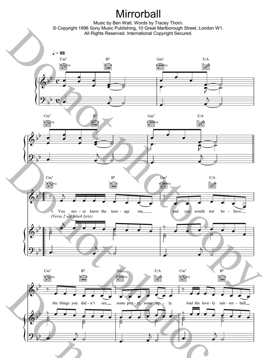 Mirrorball Piano, Vocal, Guitar scores gallery preview page 1