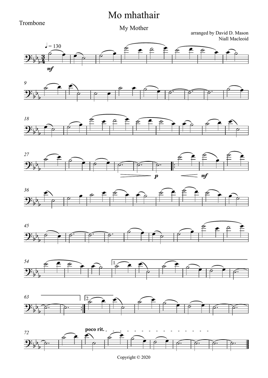 Mo mhathair (My Mother) Piano scores gallery preview page 1