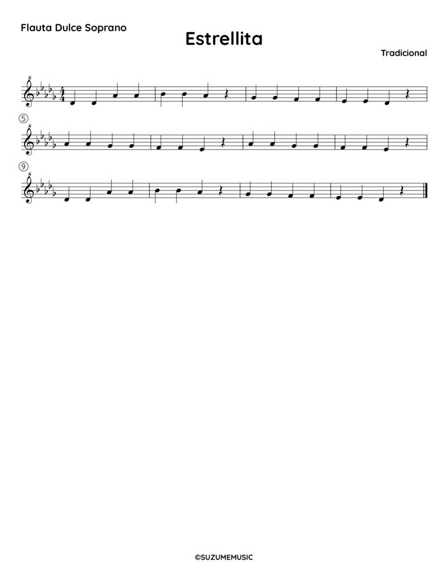 Estrellita - Db Flute Solo scores gallery preview page 1
