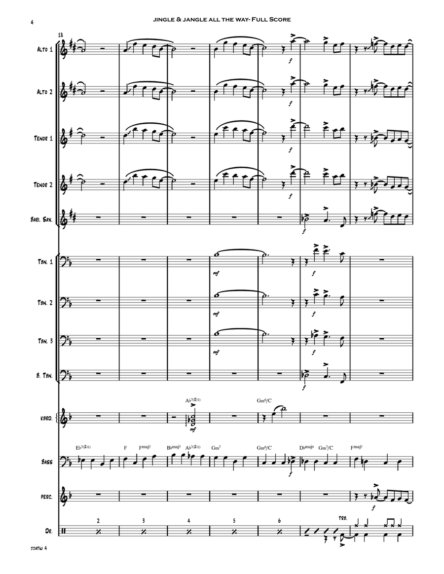 Jingle Jangle All The Way- for Jazz Ensemble/ Big Band Jazz Ensemble scores gallery preview page 5