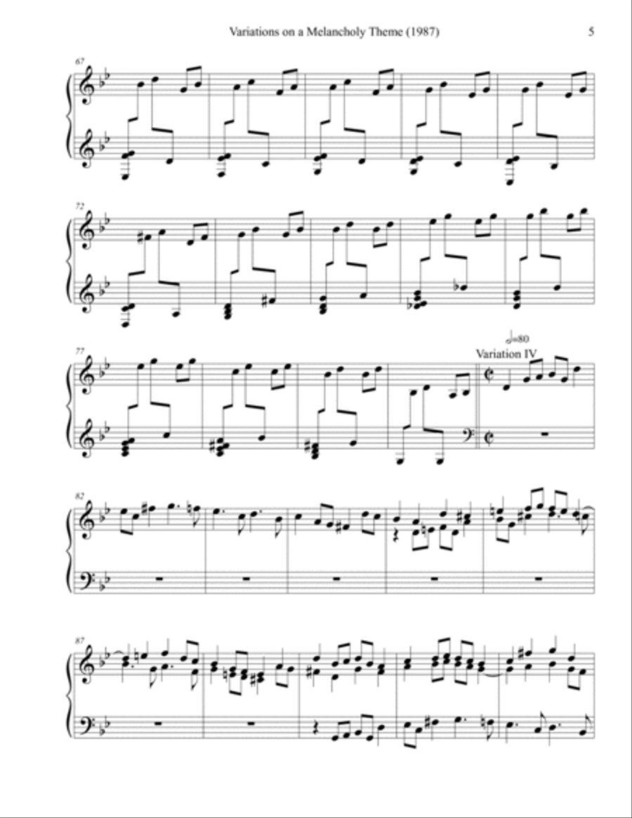 Variations on a Melancholy Theme (1987) Piano Solo scores gallery preview page 5
