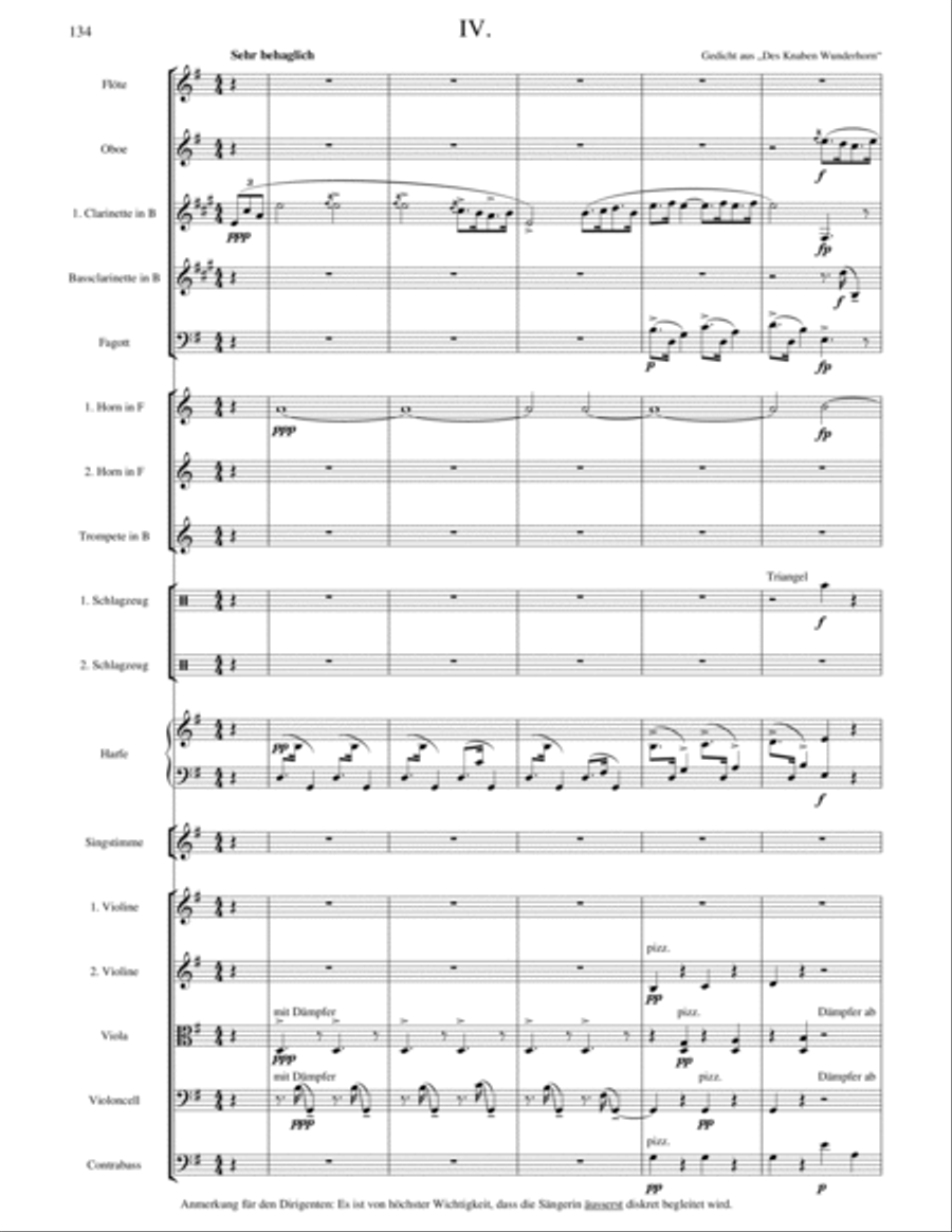 Mahler (arr. Lee): Symphony No. 4 in G Major 4th movement, Full Score image number null