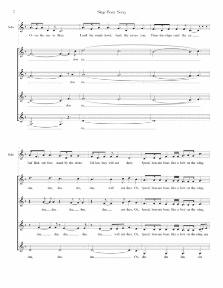 Skye Boat Song (in F) for SSAA plus Solo a cappella image number null