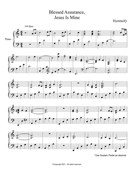 PIANO - Blessed Assurance, Jesus is Mine (Piano Hymns Sheet Music PDF) image number null