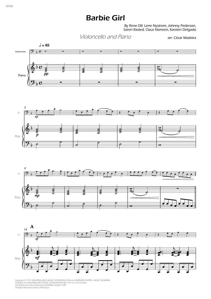 Barbie Girl Piano scores gallery preview page 3