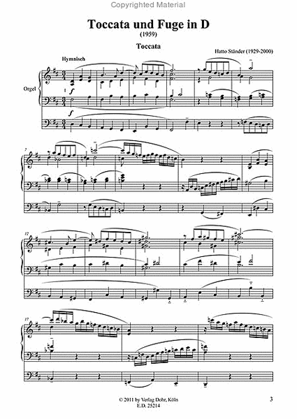 Toccata und Fuge in D für Orgel (1959)