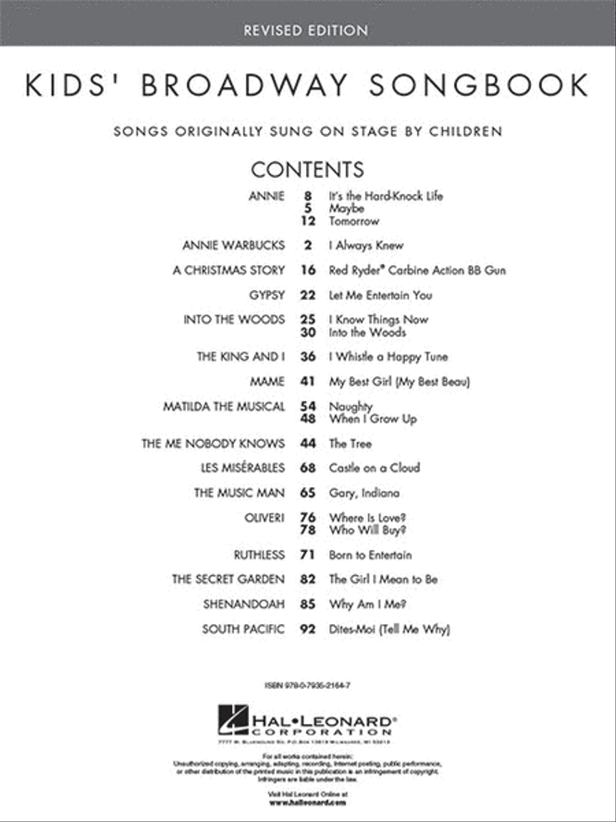 Kids' Broadway Songbook – Revised Edition Piano, Vocal, Guitar scores gallery preview page 3
