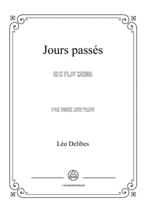 Book cover for Delibes-Jours passés in e flat minor,for voice and piano