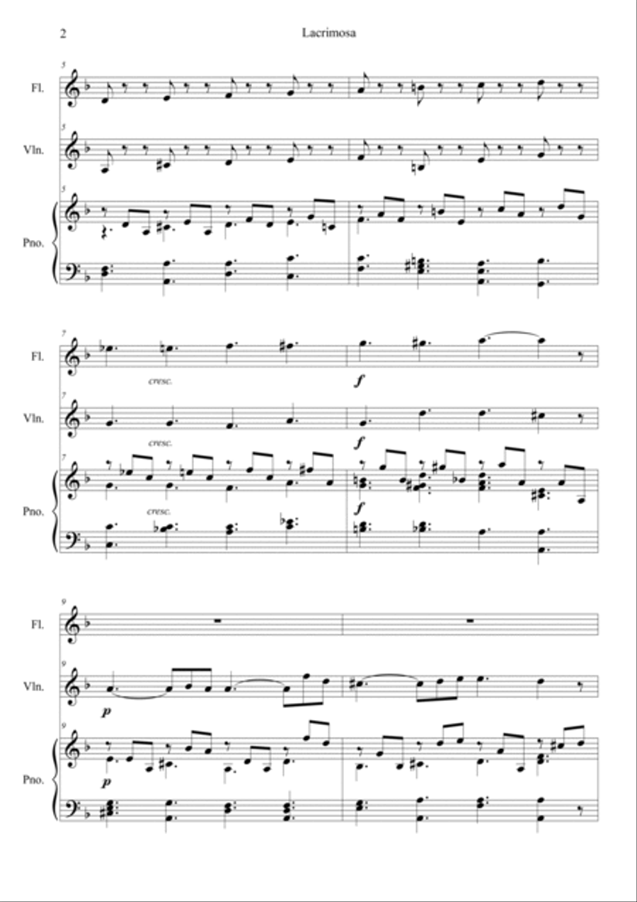 Mozart: Requiem K.626 6.Lacrimosa Violin scores gallery preview page 2