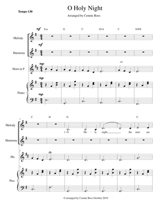 O Holy Night - French Horn in F, Vocal duet and piano