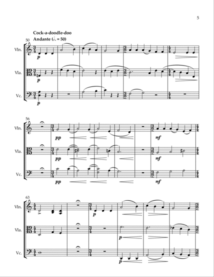 3 Trios Mr. White Goes to Jail Dinner at My House Cock-a-doodle-doo String Trio scores gallery preview page 5