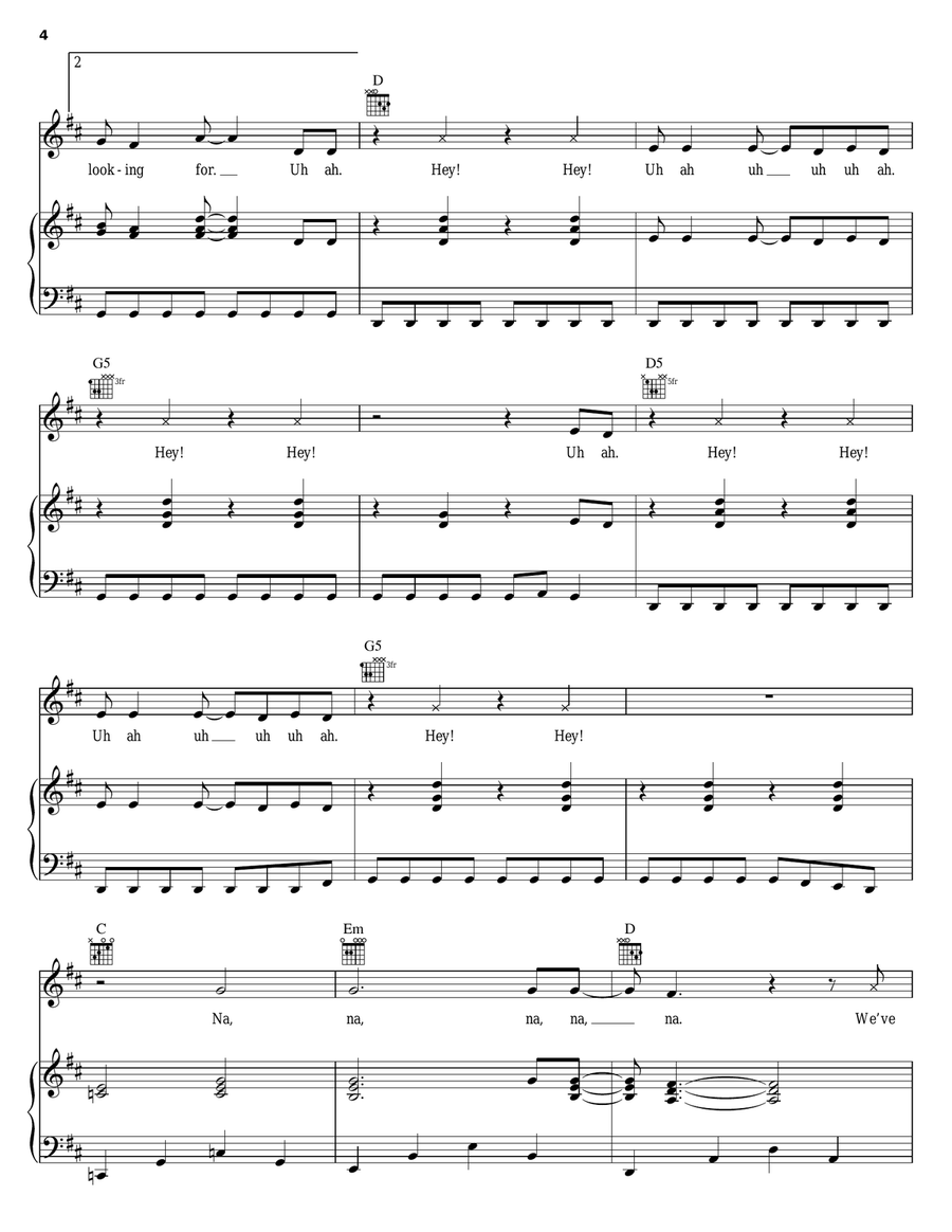 He Wasn't Piano, Vocal, Guitar scores gallery preview page 4