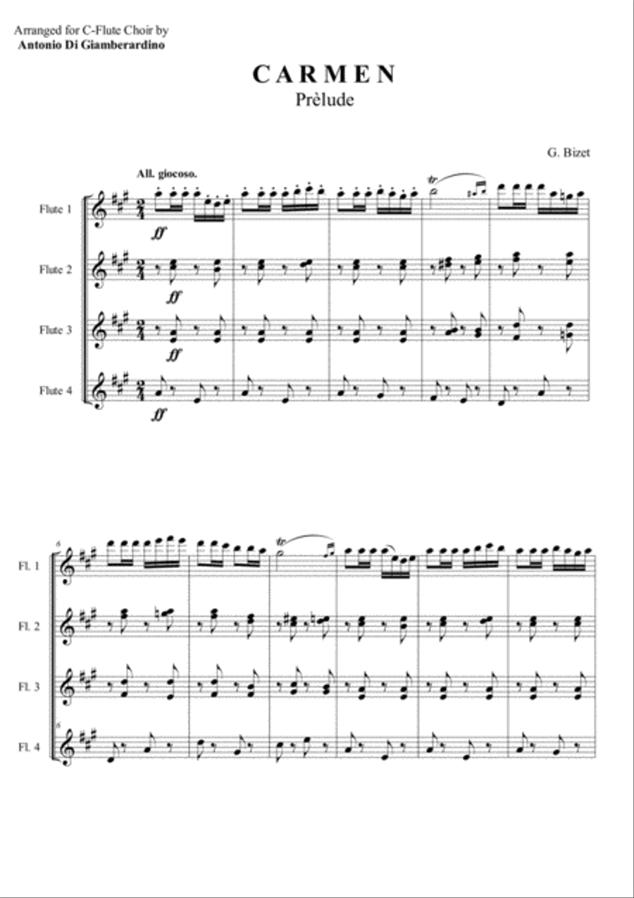 CARMEN Prelude (C-Flute Choir) Flute Choir scores gallery preview page 1