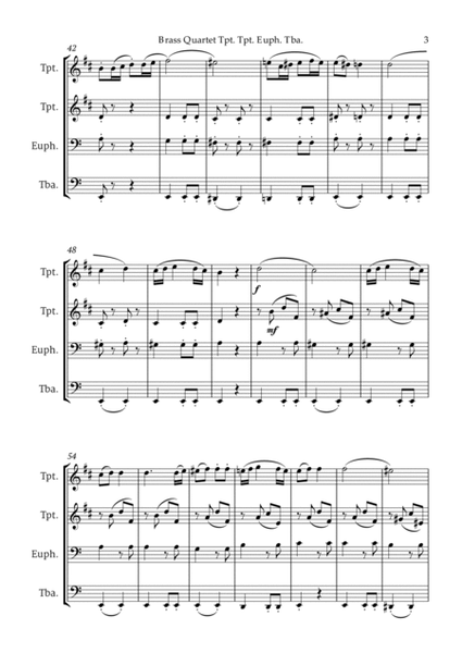 Beethoven Symphony 7 Movement 2 Allegretto for Brass Quartet 2 Trumpet Euphonium Tuba image number null