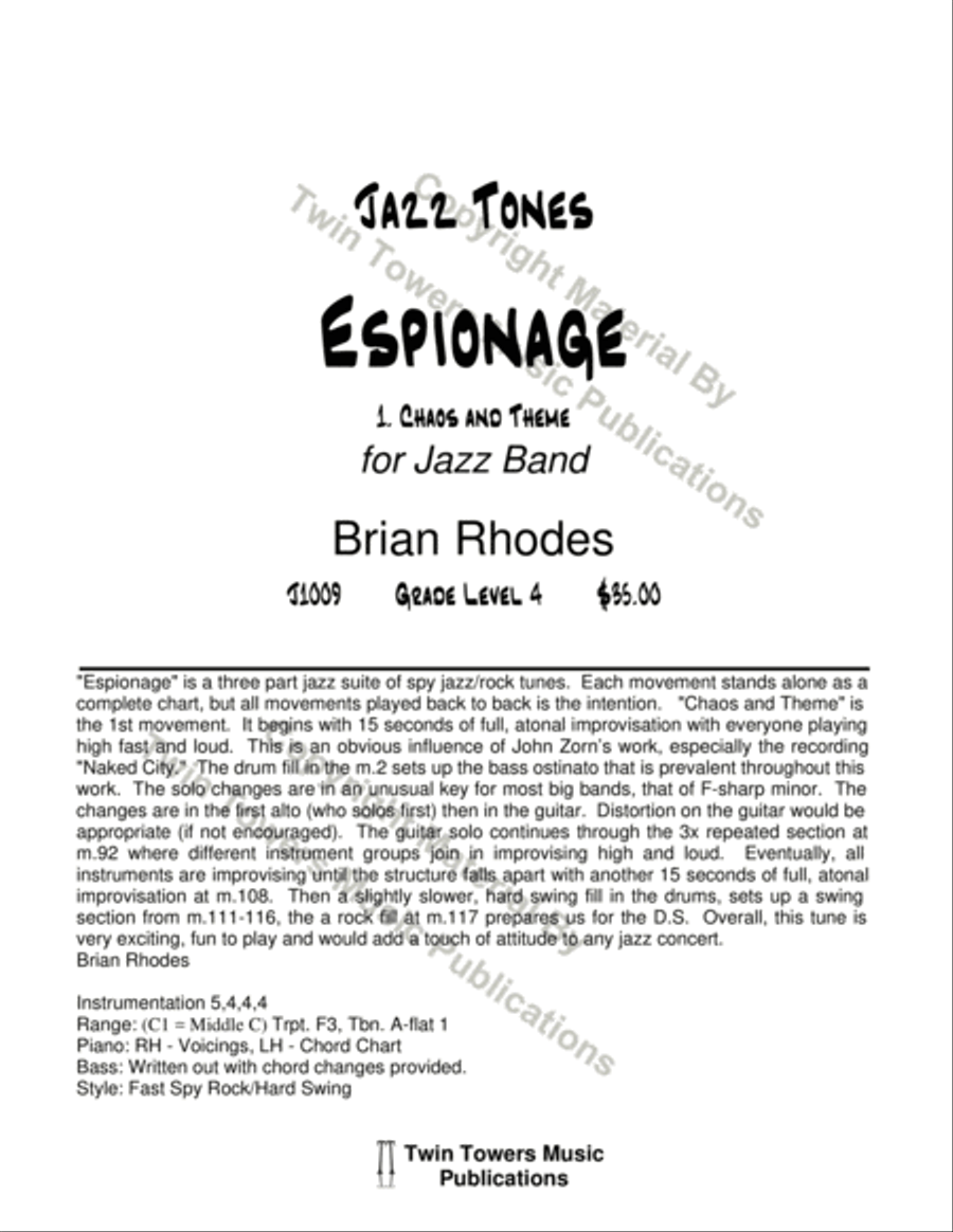 Espionage 1 Espionage 1 Jazz Ensemble scores gallery preview page 2