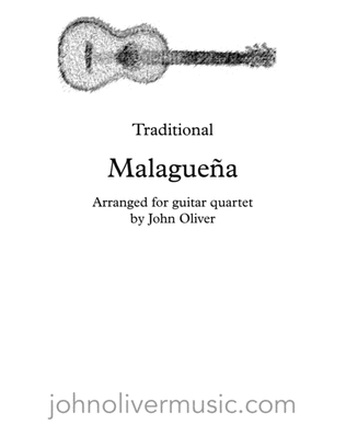 Book cover for Malagueña for guitar quartet