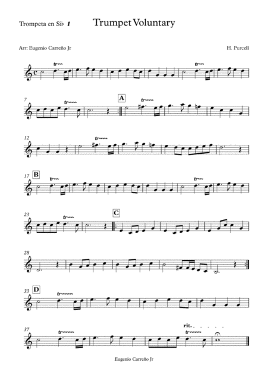Purcell: Voluntary Trumpet for 4 Trumpets Brass Ensemble scores gallery preview page 2
