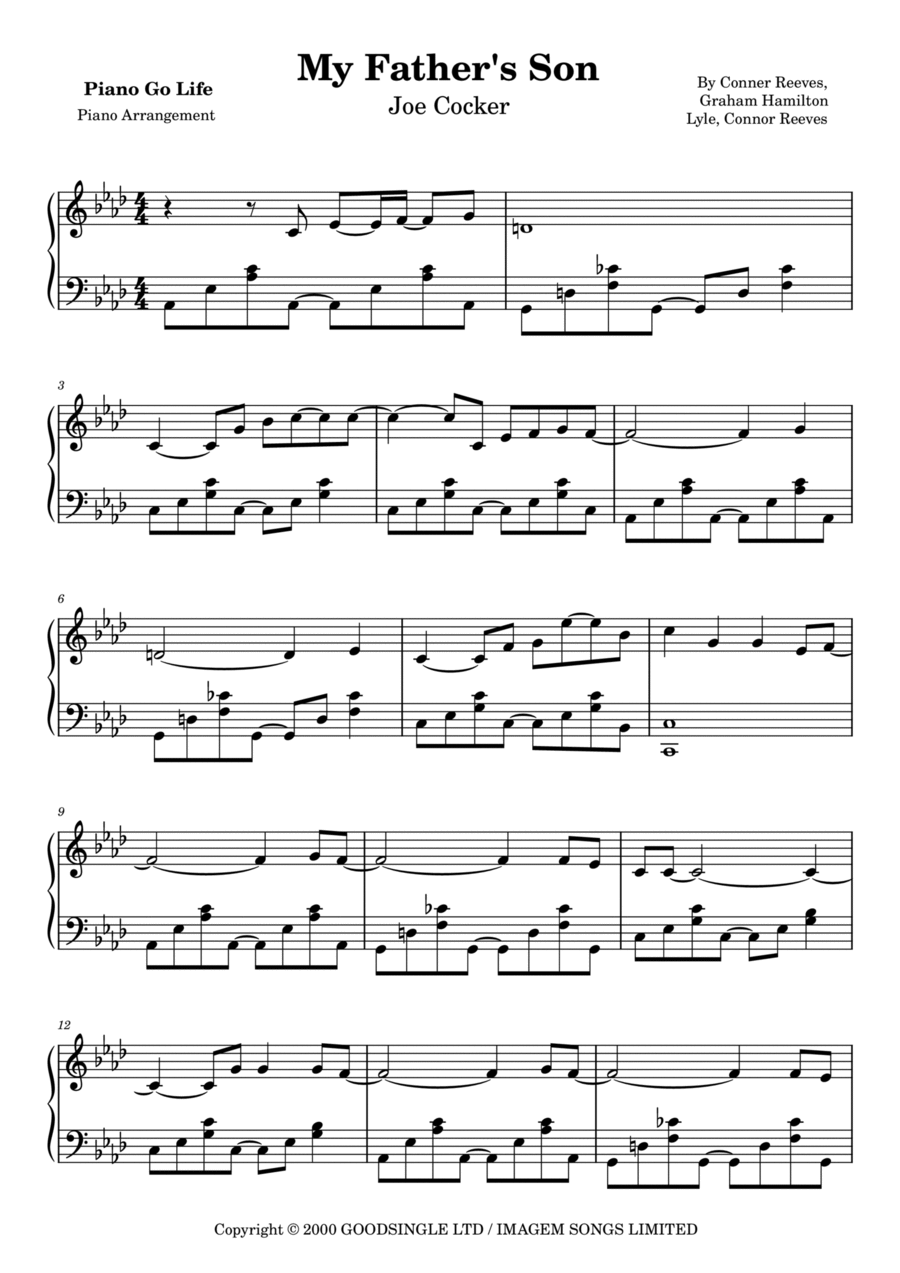 My Father's Son My Father's Son Piano Solo scores gallery preview page 1