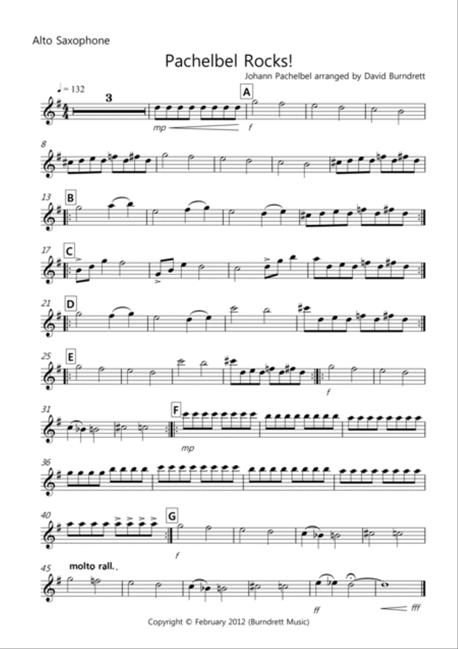 Pachelbel Rocks! for Saxophone Quartet Saxophone Quartet scores gallery preview page 5