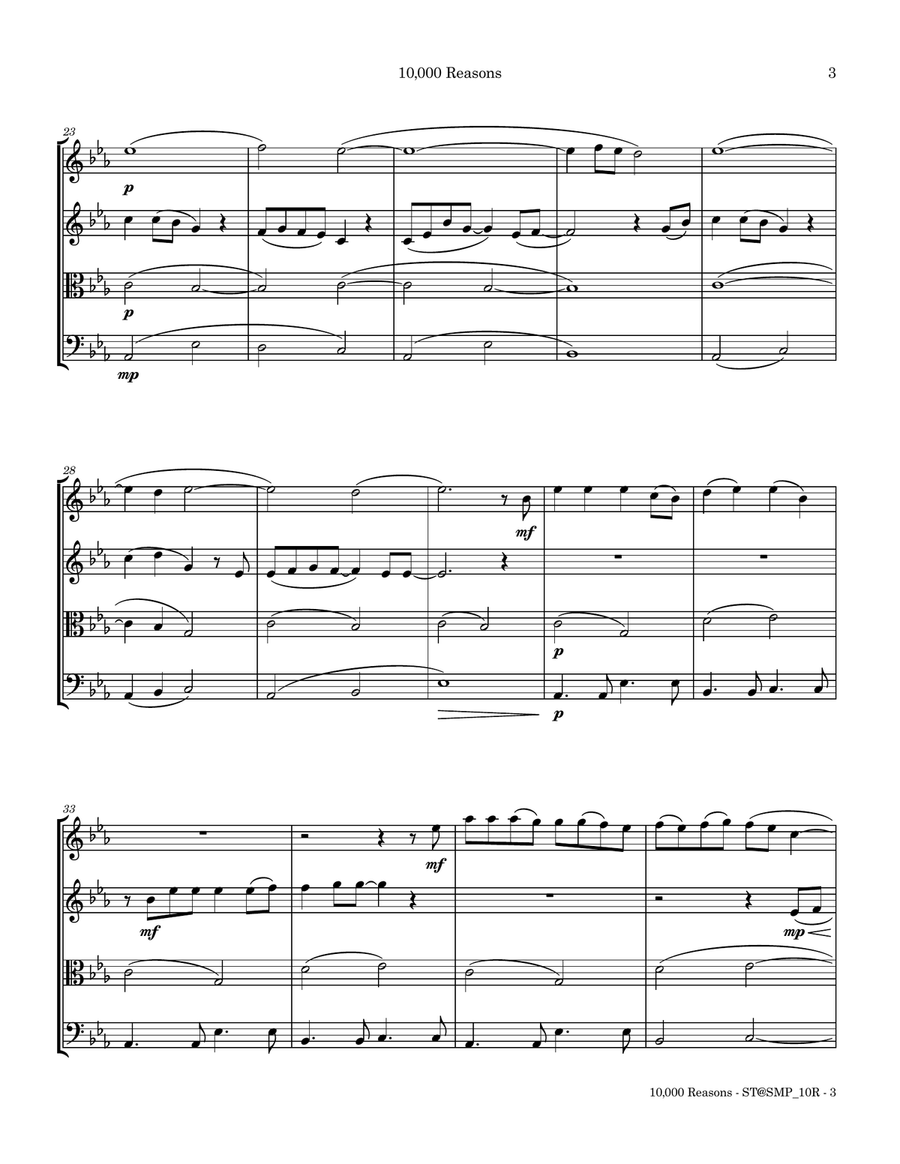 10,000 Reasons (Bless The Lord) String Quartet scores gallery preview page 4