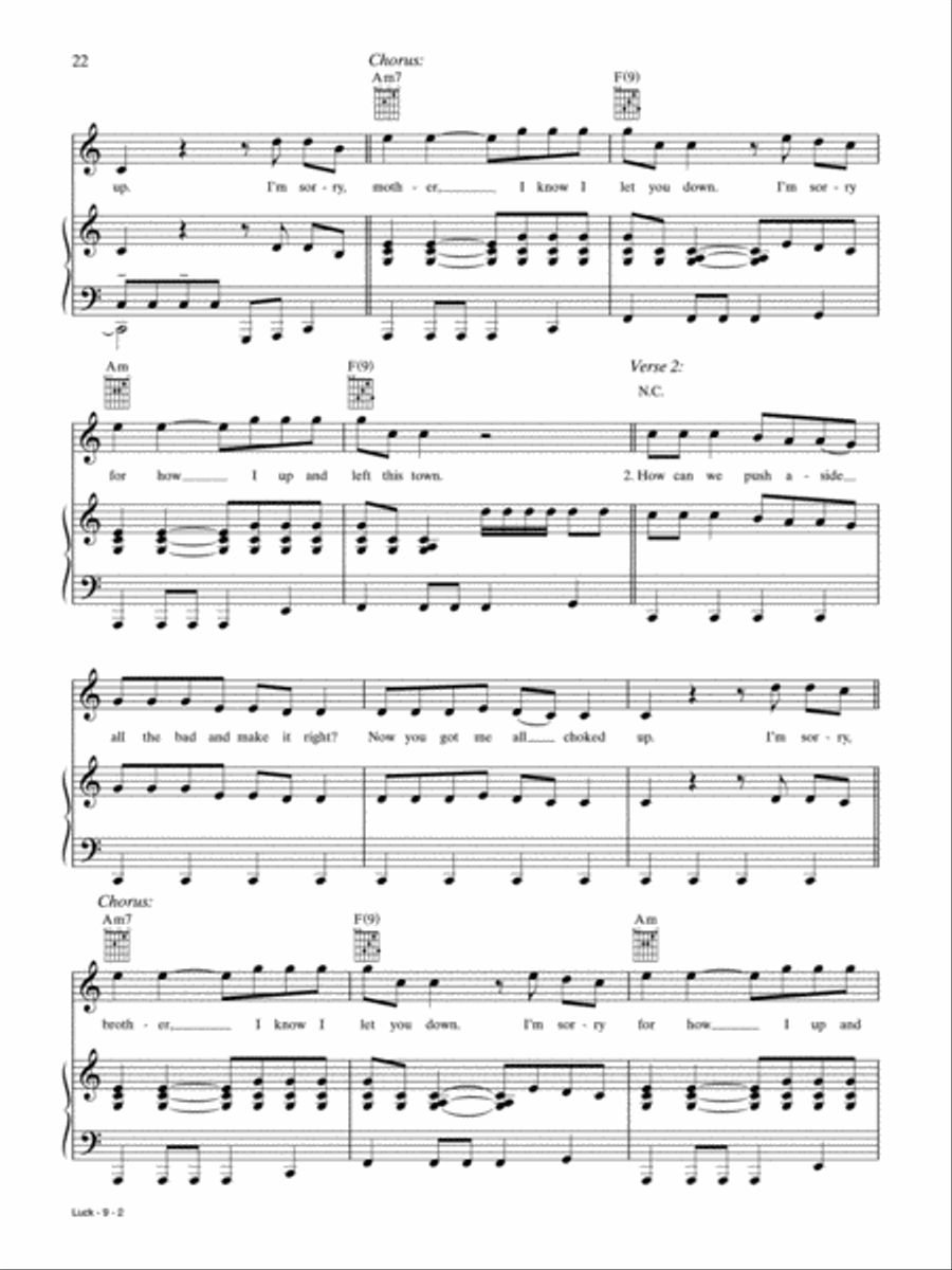 Luck Piano, Vocal, Guitar scores gallery preview page 2