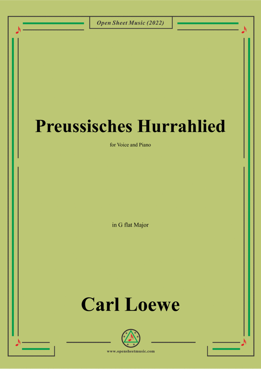 Loewe-Preussisches Hurrahlied,in G flat Major,for Voice and Piano Voice Solo scores gallery preview page 1