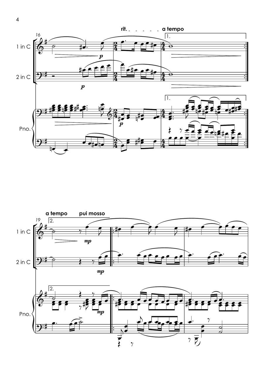 Vocalise (Rachmaninoff) - violin and cello duet and piano with FREE BACKING TRACK Piano Trio scores gallery preview page 6